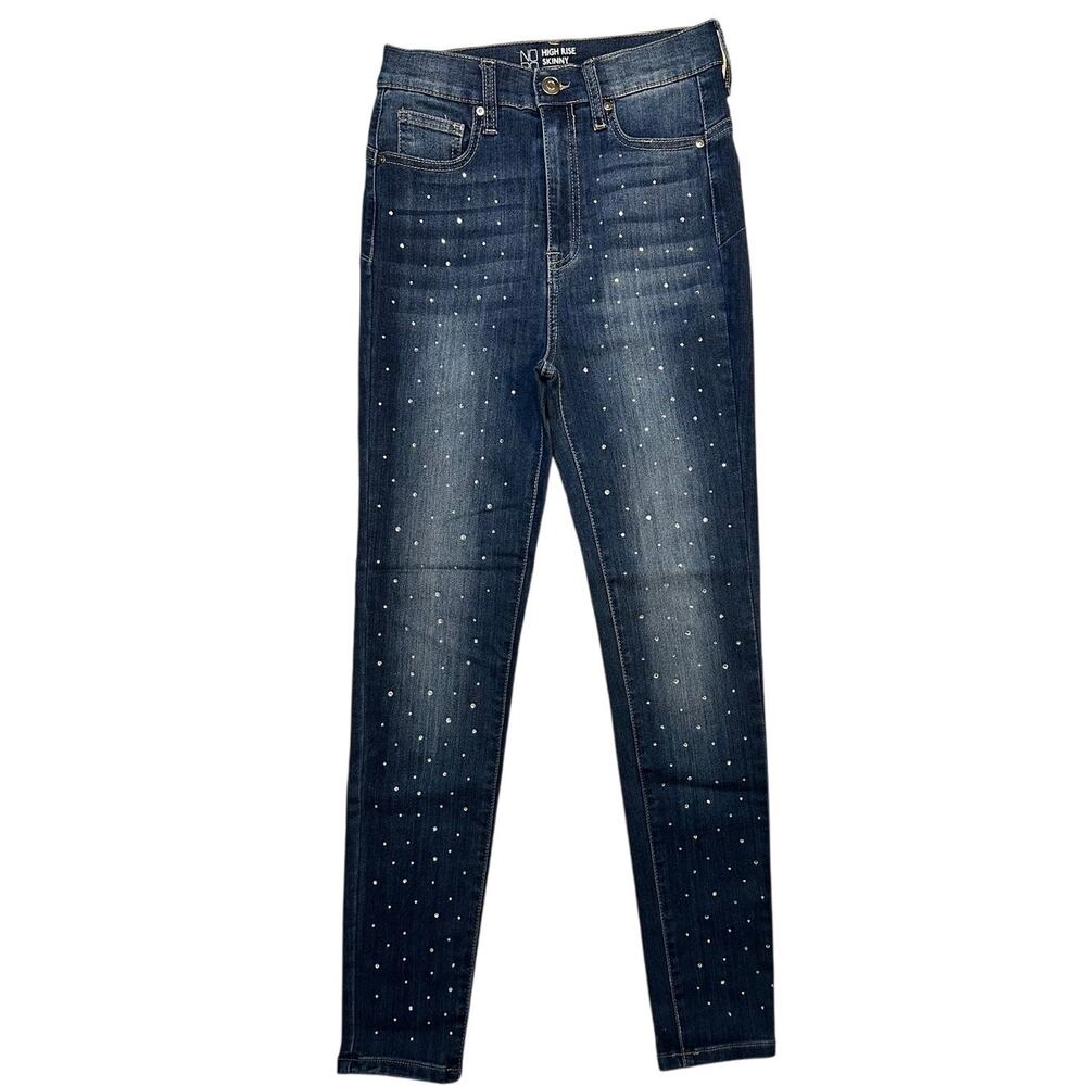 No Boundaries High Rise Skinny Jeans Teen Size 7 Rhinestone Stretch Denim